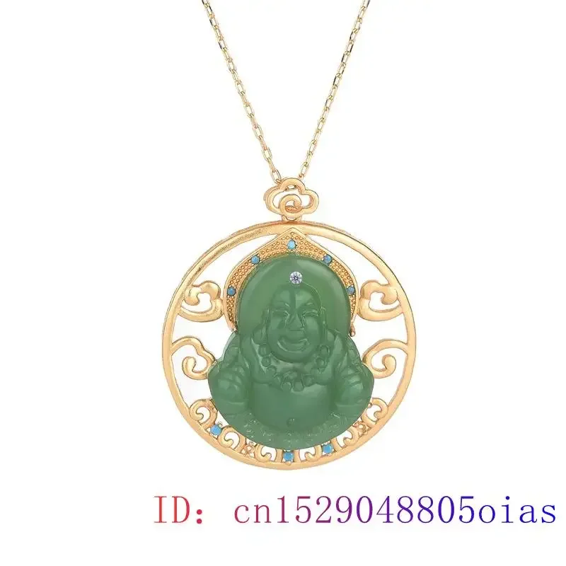 

Jade Maitreya Pendant 925 Silver Charm Women Crystal Chalcedony Natural Zircon Gifts Necklace Chinese Gemstone Fashion Jewelry