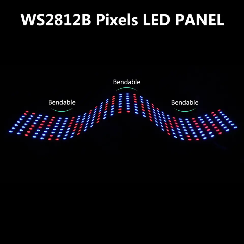 1-10Pcs WS2812B RGB Flexible 4X12 8X8 16x16 8x32 Pixel Led Panel Matrix Screen Module WS2812 Individually Addressable IC DC5V image 2