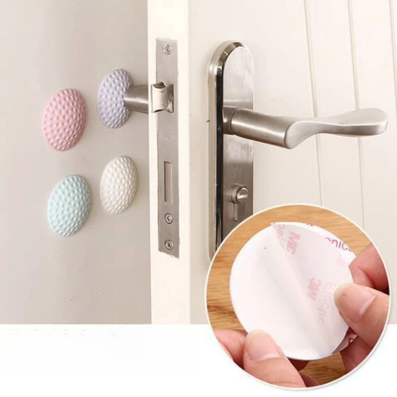 

Golf Ball Shaped Rubber Anti-collision Door Handle Lock Protective Mat Self Adhesive Silent Door Rear Wall Mat Home Decorative