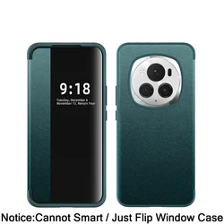 Premium Flip Leather Phone Case with View Window and Kickstand - Shockproof Cover for Honor Magic 6 PRO 5G (Green)