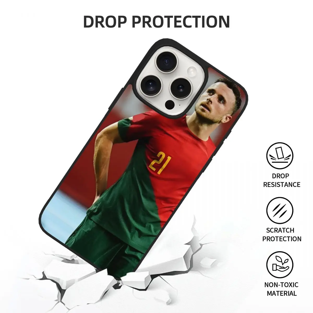 iPhone 15 Pro TPU 충격 방지 휴대폰 커버용 Diogo Jota 축구 축구 휴대폰 케이스