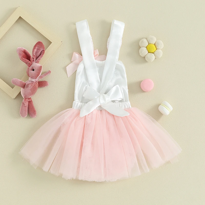 Baby Girl Easter Romper Dress Sequin Bunny Sleeveless Bodysuit Newborn Infant Baby Easter Outfits Summer Clothes 2