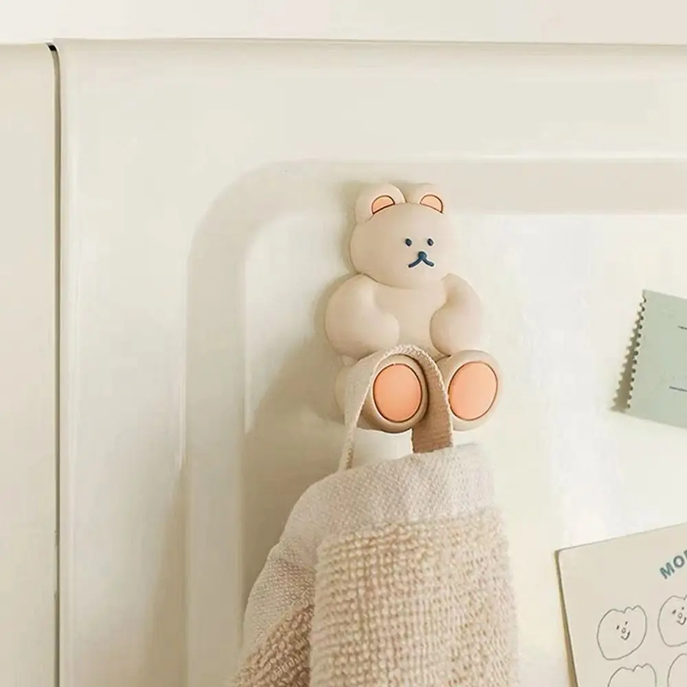 

Multi-Functional Cartoon Bear Silicone Toothbrush Holder Wall-Mounted Suction Cup Storage Hook Save Space Bracket