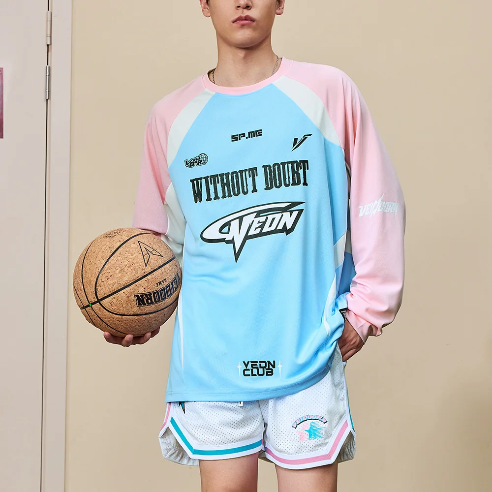 Thin Long Sleeve Sport Basketball Shirt for Men Teenager Breathable Mesh Quick Dry Athletic Workout Jersey