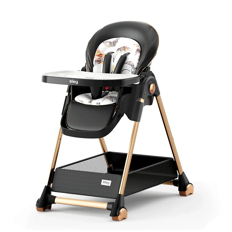 Multifunctional Foldable Baby High Chair Adjustable Height Feeding Chair Can Sit Can Lie Toddle Play