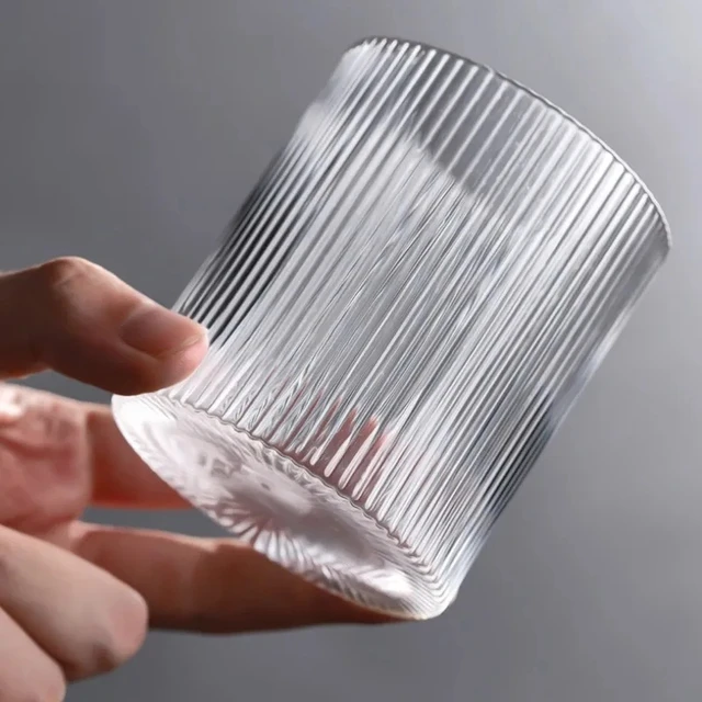 Tazza da caffè da 300 ml Tazza di vetro a strisce giapponese Tazza da tè a bolle trasparenti creativa giapponese Bicchieri da shot Set Whisky 6