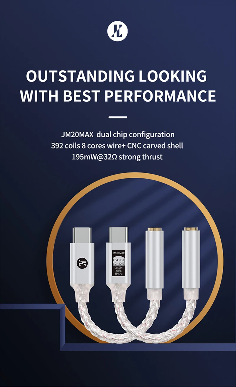 JCALLY JM20/JM20 MAX/JM20 PRO High Performance CS43131 DAC Type-C to 3.5mm Headphone Amplifier Adapter For Android Windows MacOS