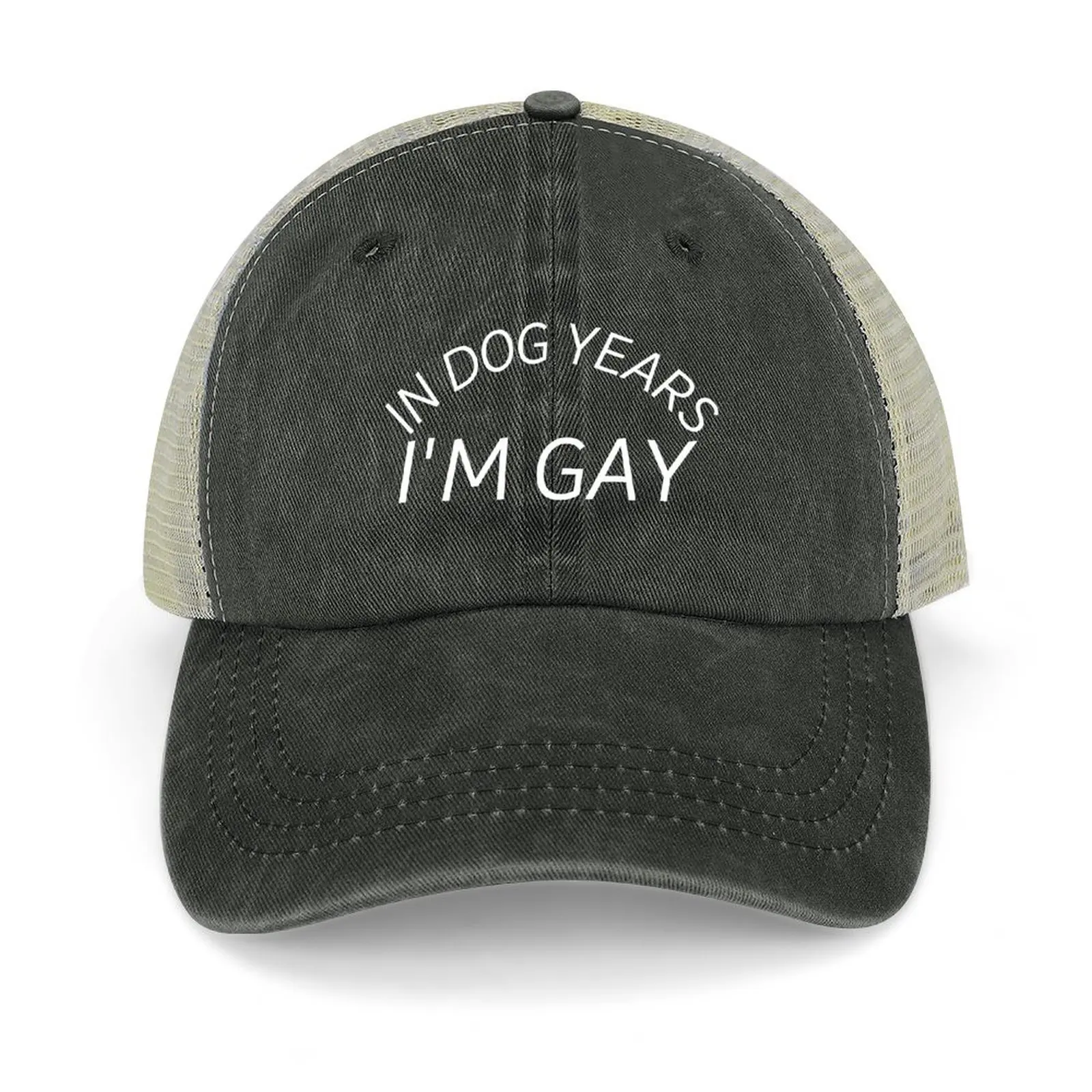 

In Dog Years Im Gay Funny Quotes Cowboy Hat Golf Hat Sun Cap Hats Man Women's