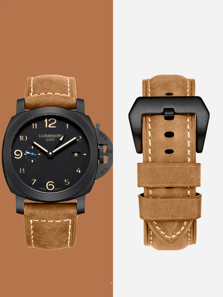 Frosted Calfskin Strap 20 22 24Mm Substitute Tissot Longines Panerheidai Crazy Horse Leather Leather Wristband