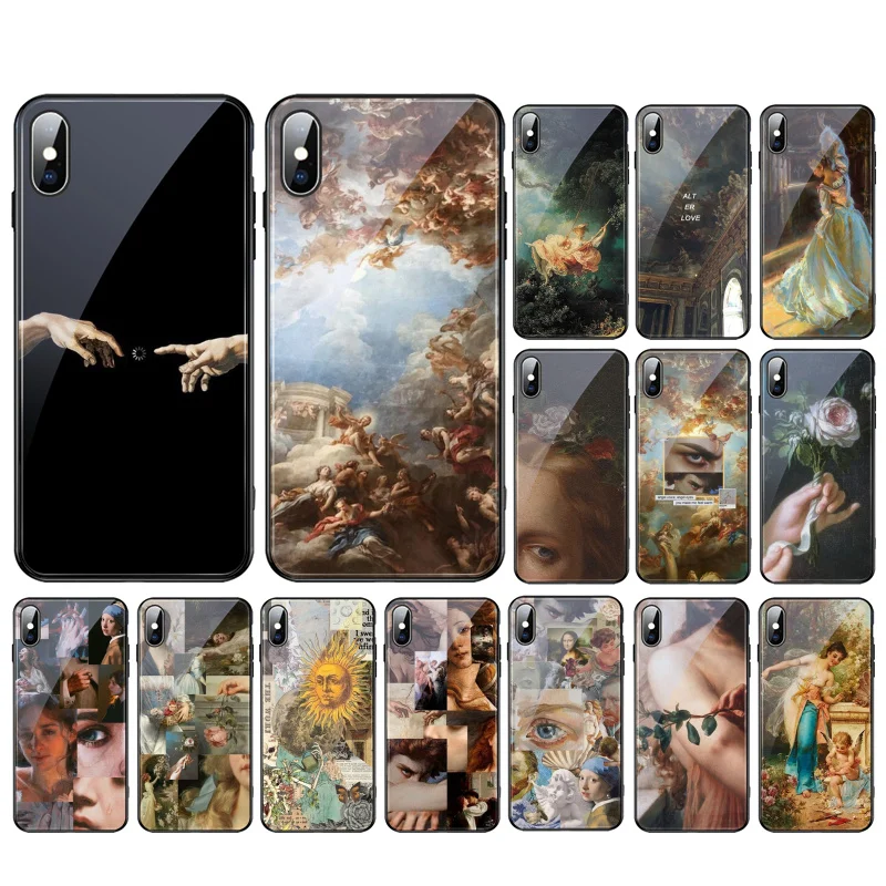 

Renaissance art Painting Glass phone case For iphone 15 14 13 Pro Max 12 11 Pro Max XS Mobile Phone Case Funda