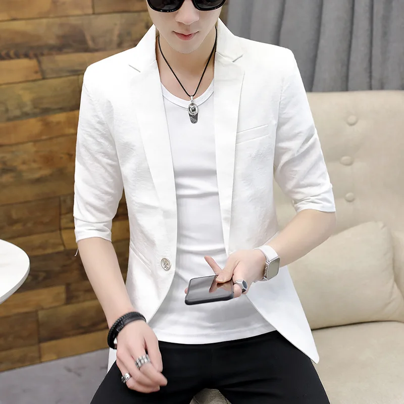 

COO 2023 Men's 3/4 Sleeve Suit Teenagers Summer All-Matching Slim Fit Thin blazer