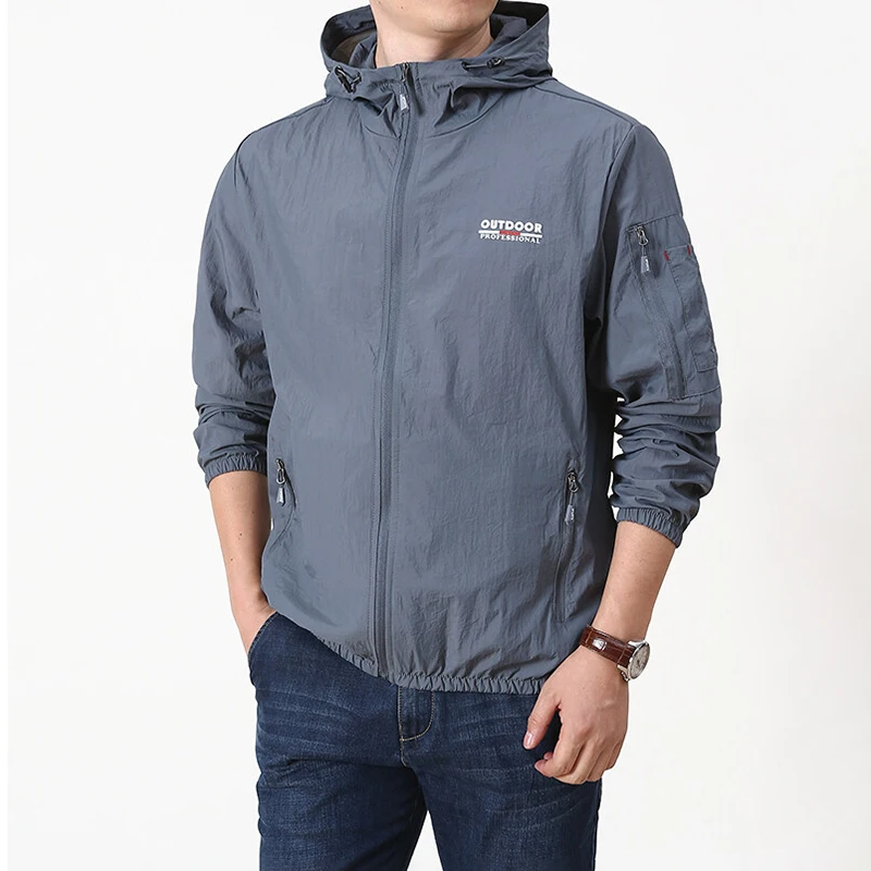 Fishing Suit Set Mens Summer Outdoor Quick-dry Sun-Protective Skinsuits Hooded Ultralight Coat 6XL