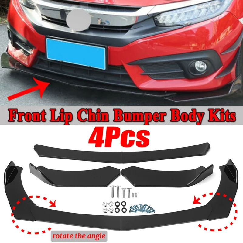 

Glossy Black Front Bumper Lip Under Panel Universal Bumper Shovel Lip Spoiler Protector Guard Body Kit Trim