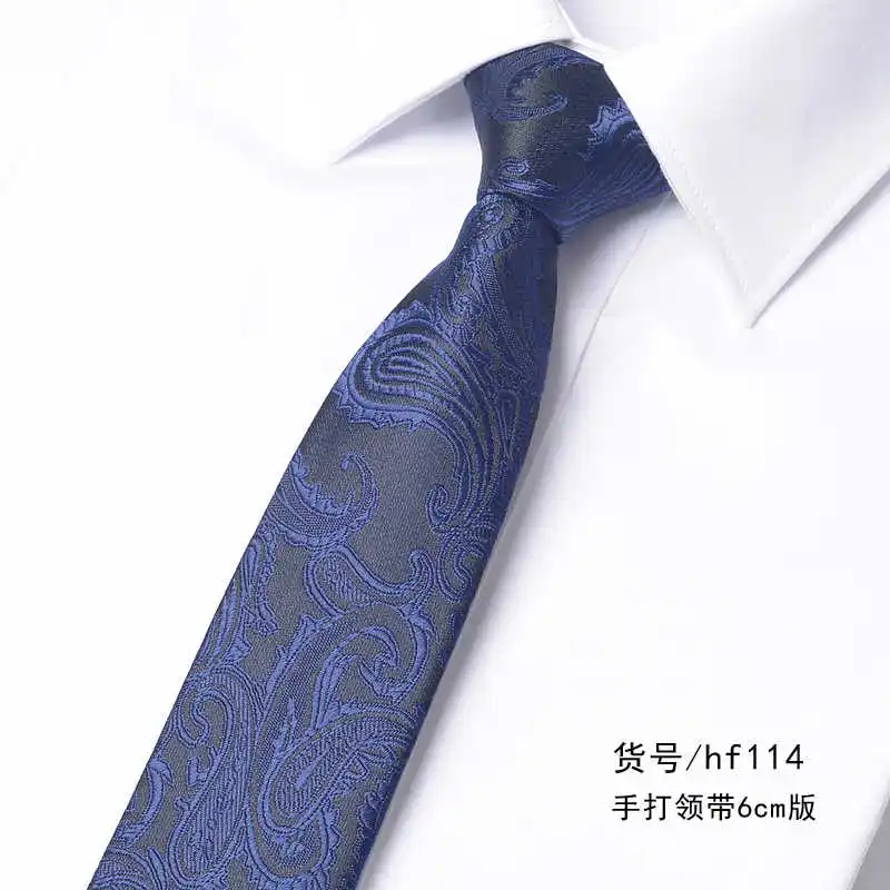 

Paisley Black Blue Cashew Flower Pattern 6cm Narrow Necktie Men's Business Fashion British Style Shirt Accessories Trendy Tie