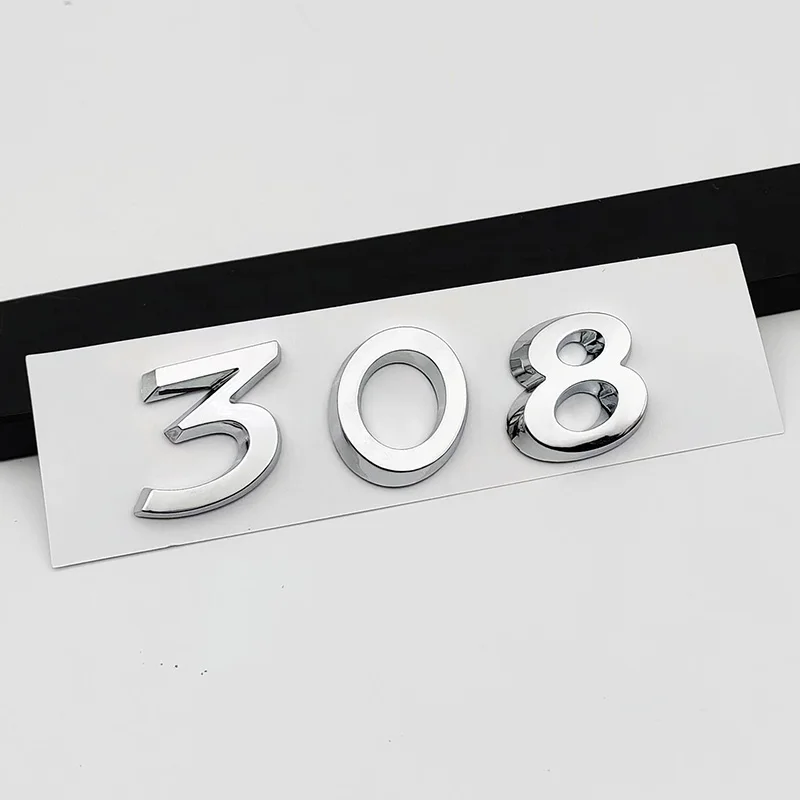 3d ABS Chrome Black Logo 308 Emblem Letters Car Trunk Badge For 308 SW T9 CC Adhesive Number Sticker Accessories