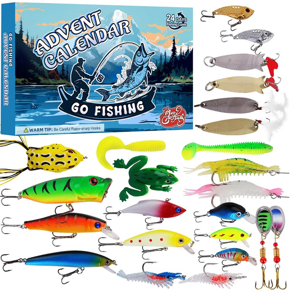 Christmas advent calendar Fishing advent calendar Fishing Tackle Set Advent Calendar Box Christmas Fishing Lures Set Various Fish Bait Surprise Gifts Box for Lover