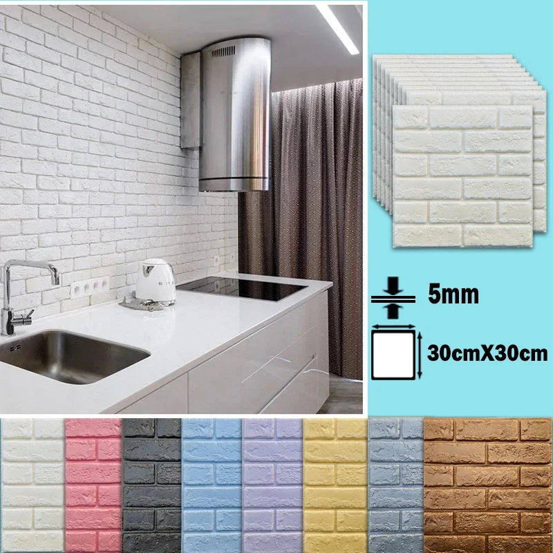 New 3D Wall Sticker Panel Foam Waterproof Covering Wallpaper Kitchen ...
