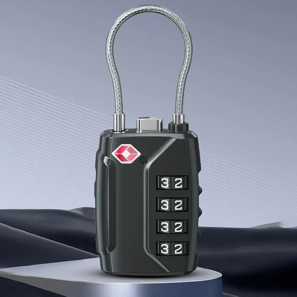 

TSA 4 Digit Combination Lock Anti-theft Travel Suitcase Luggage Steel Wire Coded Lock Portable Cupboard Security Padlock