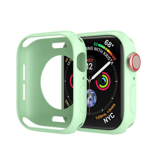 Candy Soft Silicone Case for Apple Watch 3 2 1 42MM 38MM Cover Protection Shell for iWatch 4 5 6 SE 44MM 40MM Watch Bumper black 3 green