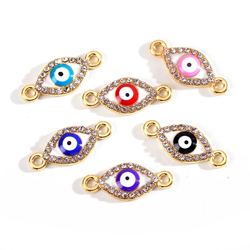 10 Stücke Emaille Evil Eye Charms Stecker Türkische Evil Eye Strass Anhänger Für Armband Halskette DIY Schmuck Machen Liefert – Detail 2