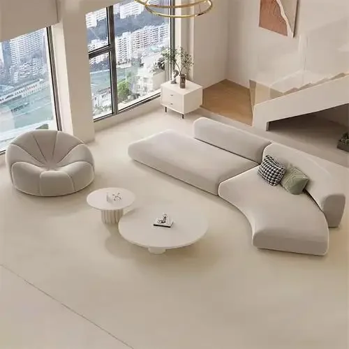 

Italian Minimalist Light Luxury Special-Shaped Curved Sofa Living Room Large Apartment Reception Model Room Beauty