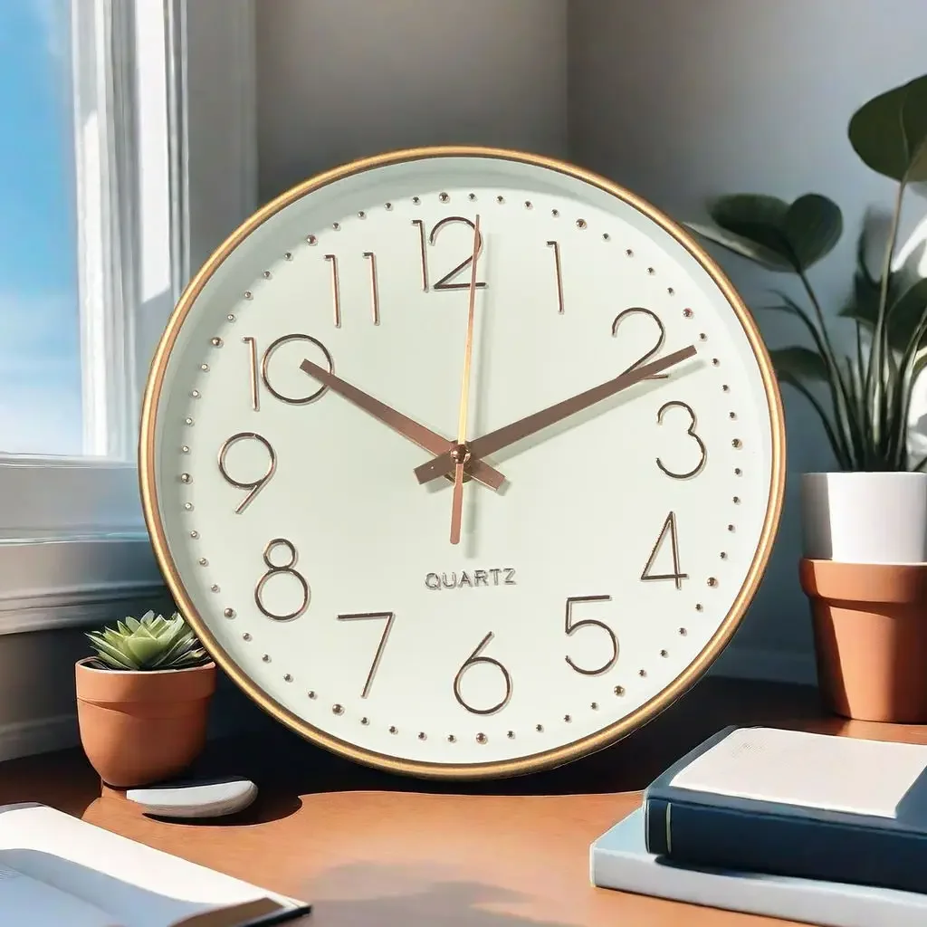 Easy To Read Digital Wall Clock Non-punching Silent Non-ticking Wall Clock for Kitchen Bedroom Children's Study Bathroom