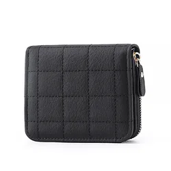 Women PU Card Holder Wallet Leather Plaid Purses Fashion Slim Coin Purse Coin Pocket Cash Pocket Bag Solid Color Bag for Coins