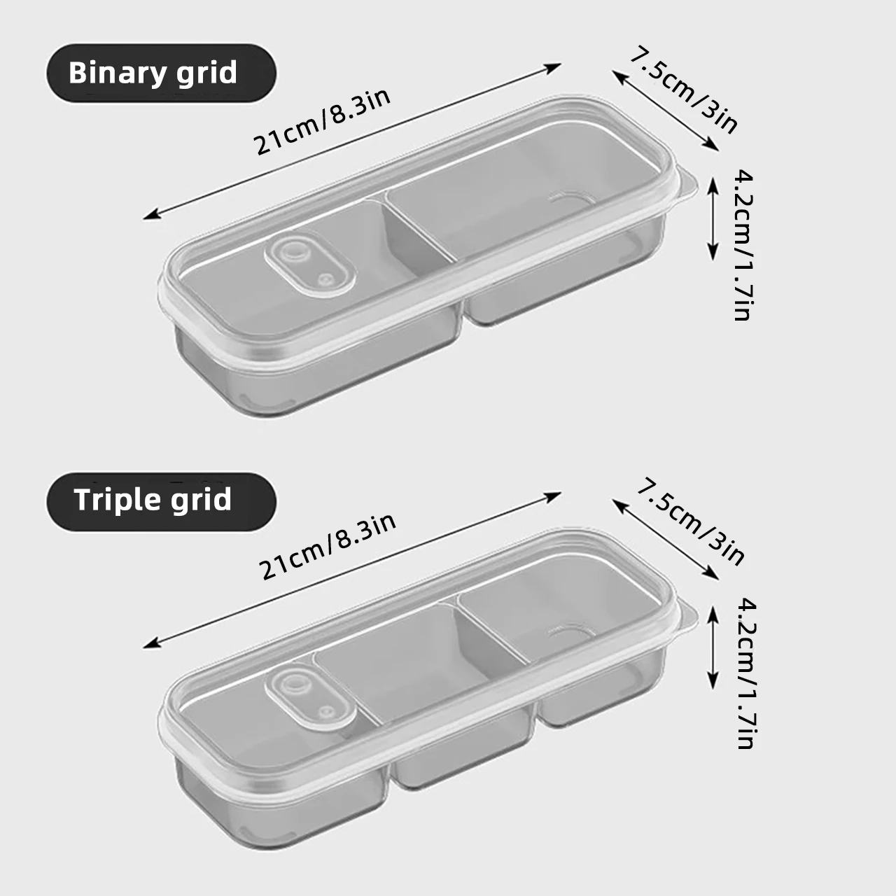 3/2 Grids Refrigerator Fresh-keeping Box Food Storage Box with Breathable Plug Narrow Seam Fridge Vegetable Meat Frozen Case