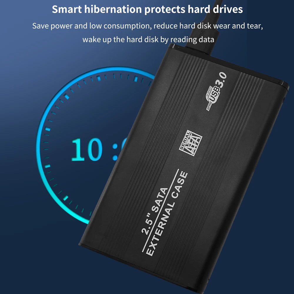TISHRIC External HD Case 2.5 HDD Case SSD Hard Drive Box Enclosure SATA to USB 3.0/2.0 Hard Disk Adapter Up to 6Gbps 10TB