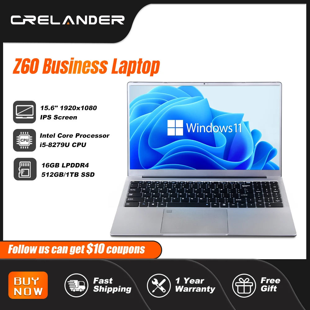 CRELANDER Z60 Business Laptop 15.6 Inch Intel Core i5 8279U Processor
