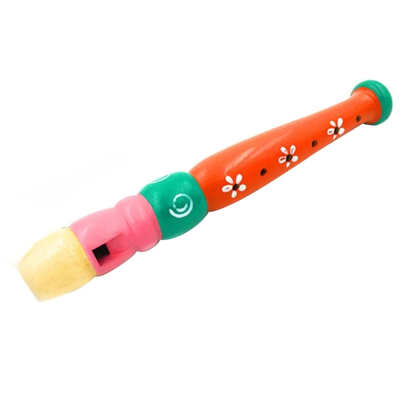 Wooden Short Flute for Kids Woodwind Musical Instrument Early Education Music Sound 6-Holes Recorder Wooden Flute
