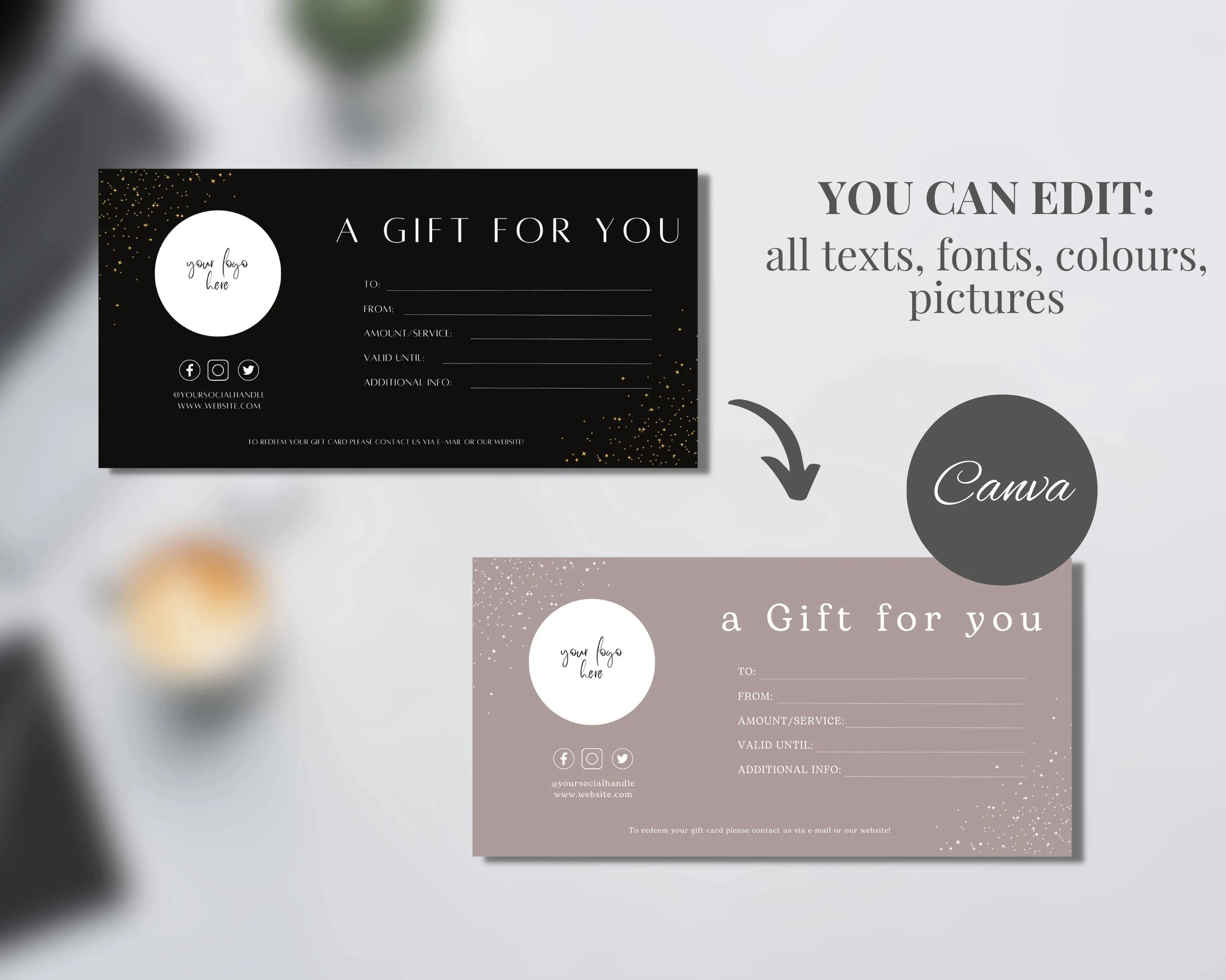 Festive Digital Gift Cards Holiday Templates for Christmas New Year Thanksgiving and Celebrations
