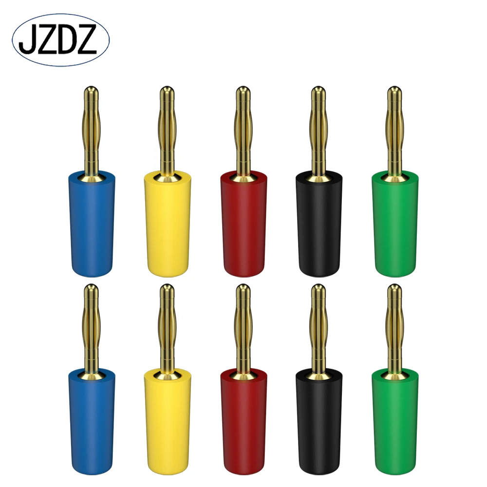 Jzdz 10pcs 2mm Bananen stecker kupfer vergoldet elektrischer Stecker Test zubehör 10002