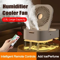 3in1 Portable Fan USB Rechargeable Electric Fan LED Night Light Home with Remote Control Air Humidifier Small Air Cooler