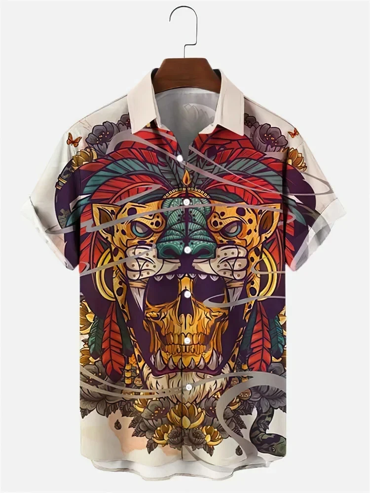 

Skull Pattern 3D Printed Men's Shirt ManWomen Casual Fashion Short Sleeves Shirts Hawaiian Streetwear Oversized Unisex Clothing