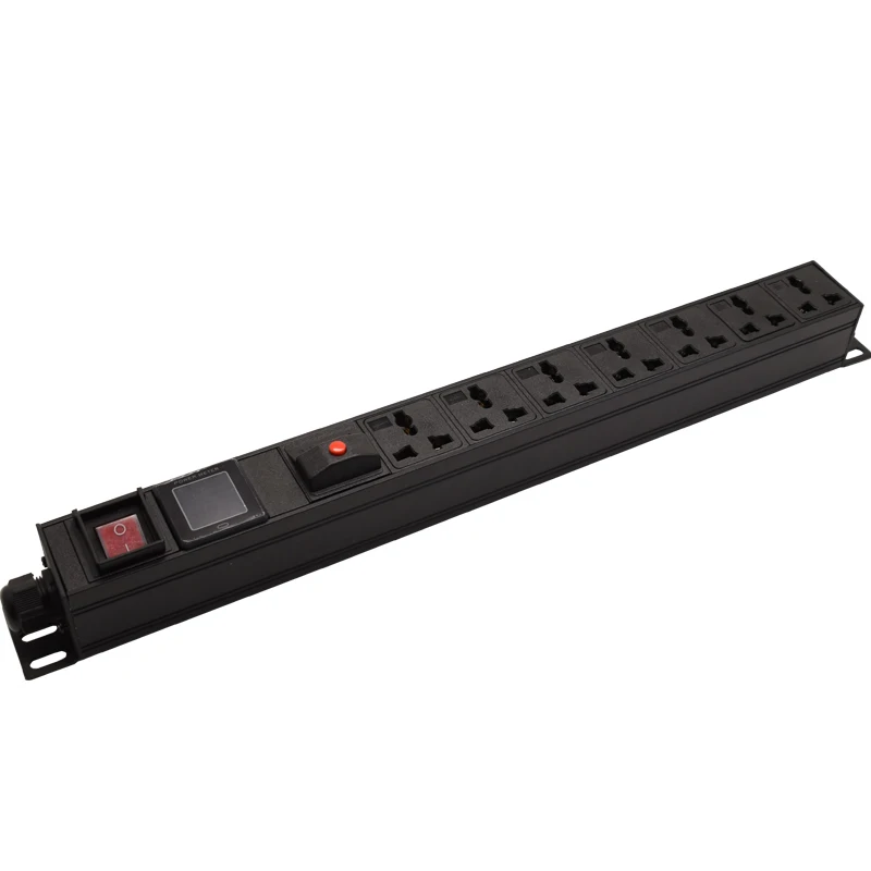 

PDU Power Strip Distribution Unit Cabinet 7AC 10A Universal Socket overload protection Switch Ammeter configuration 2m line
