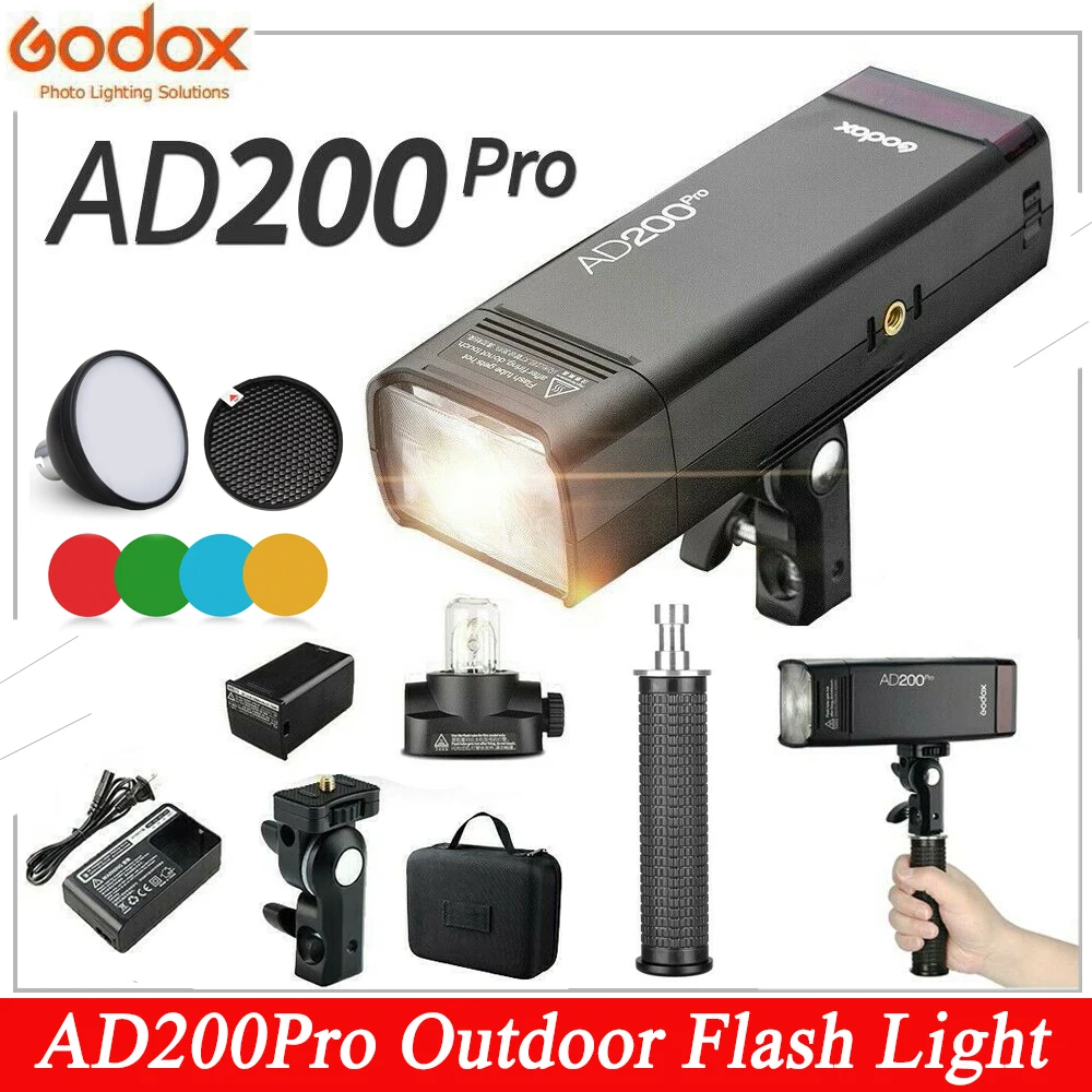 Godox Ad200Pro Luce Flash Per Esterni 200Ws 2.4G 1/8000 Hss Speedlite Flash Strobe Godox Ad-S2 Riflettore Standard Con Diffusione Morbida