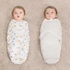 Baby Blanket Hat Set Cartoon Printed Cotton Newborn Swaddle Adjustable Infant Sleeping Swaddle Wraps All Seasons 0-6 Months 1