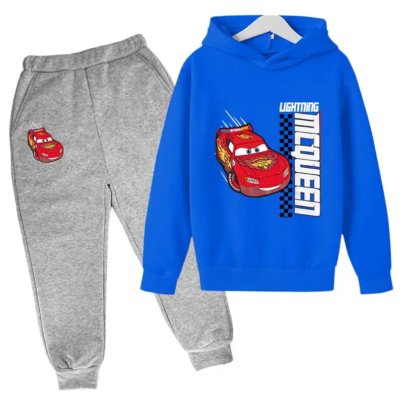 thumbnail image 1 of Sudadera de Cars para niño, sudadera para niña, sudadera con capucha y pantalones de Rayo McQueen, 2 piezas, chándales para niños, ropa para niños, 1 of 5