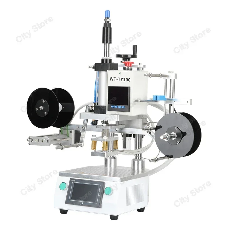 Full Automatic Hot Stamping Heat Transfer Machine Pneumatic Embossing Machine Stamping Pattern for Masks hat socks etc