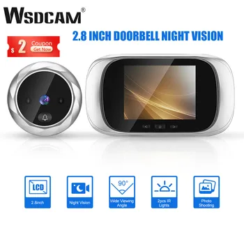 Wsdcam-2.8 인치 LCD 디지털 핍홀 초인종, 90 도 도어 아이 도어 뷰어 카메라, 야간 투시경, 사진 도어 링 모니터