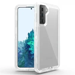 Durable 3 - IN - 1 PC+TPU Bumper Shockproof Phone Case - Samsung S21 Plus (Clear)