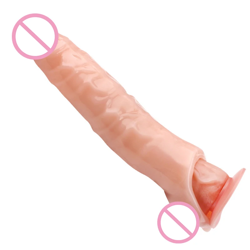 Penis sleeve Penis condom Penis enlargement 28CM Huge Penis Enlargement Extender Condoms Realistic Penis Extension Sleeve Reusable Condom Cock Ring Sex Toys Men