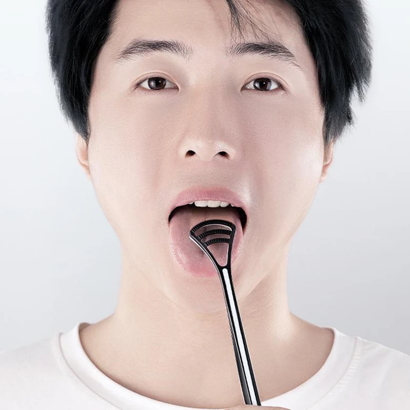 Dual-Use Oral Hygiene Cleaning Brush and Tongue Scraper