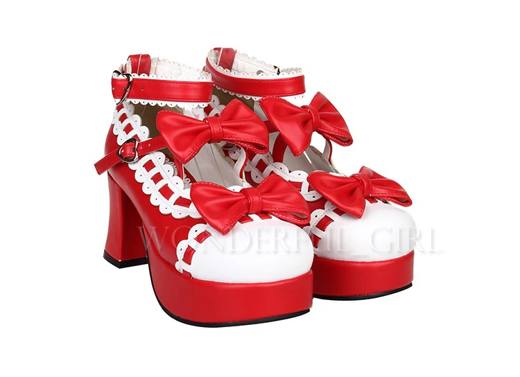 Neue japanische Stil Lolita Schuhe Dienstmädchen Cosplay Mädchen Prinzessin High Heels Damen Schuhe mit Schleife Größe 35-47 22