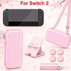 Sakura Pink 8 - in - 1 Console Accessories Kit with Carry Pouch and Screen Protector (For Switch 2 kit)