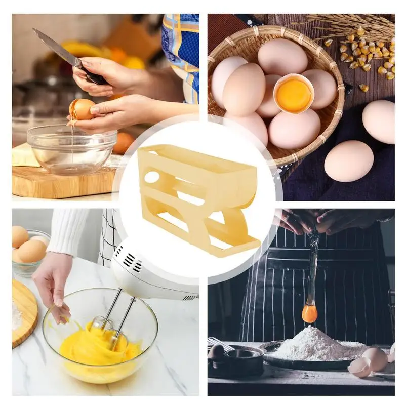 New Automatic Rolling 3 layer Egg Dispenser Egg Holder Dispenser for Refrigerator Holds Eggs Space-Saving Egg Dispenser 3
