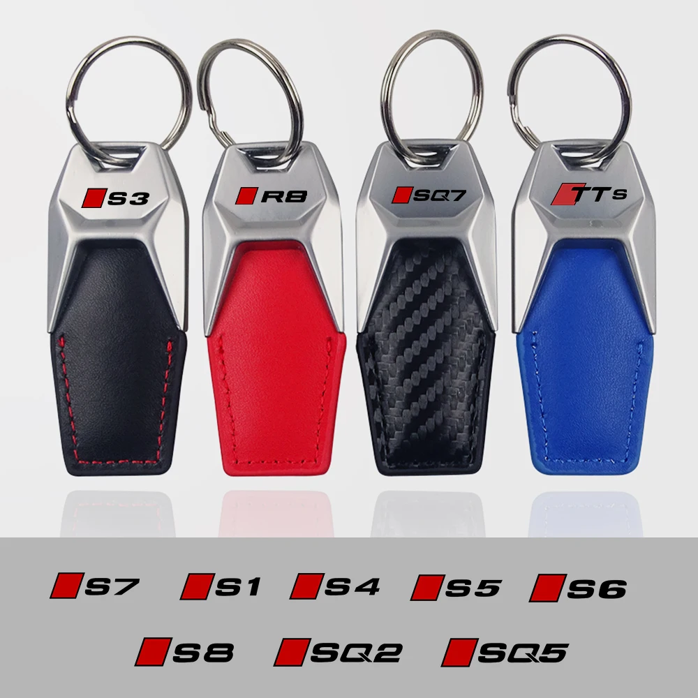 Auto Emblem Car Zinc Alloy Keychain Carbon Fiber Key Ring Trinket Fob
