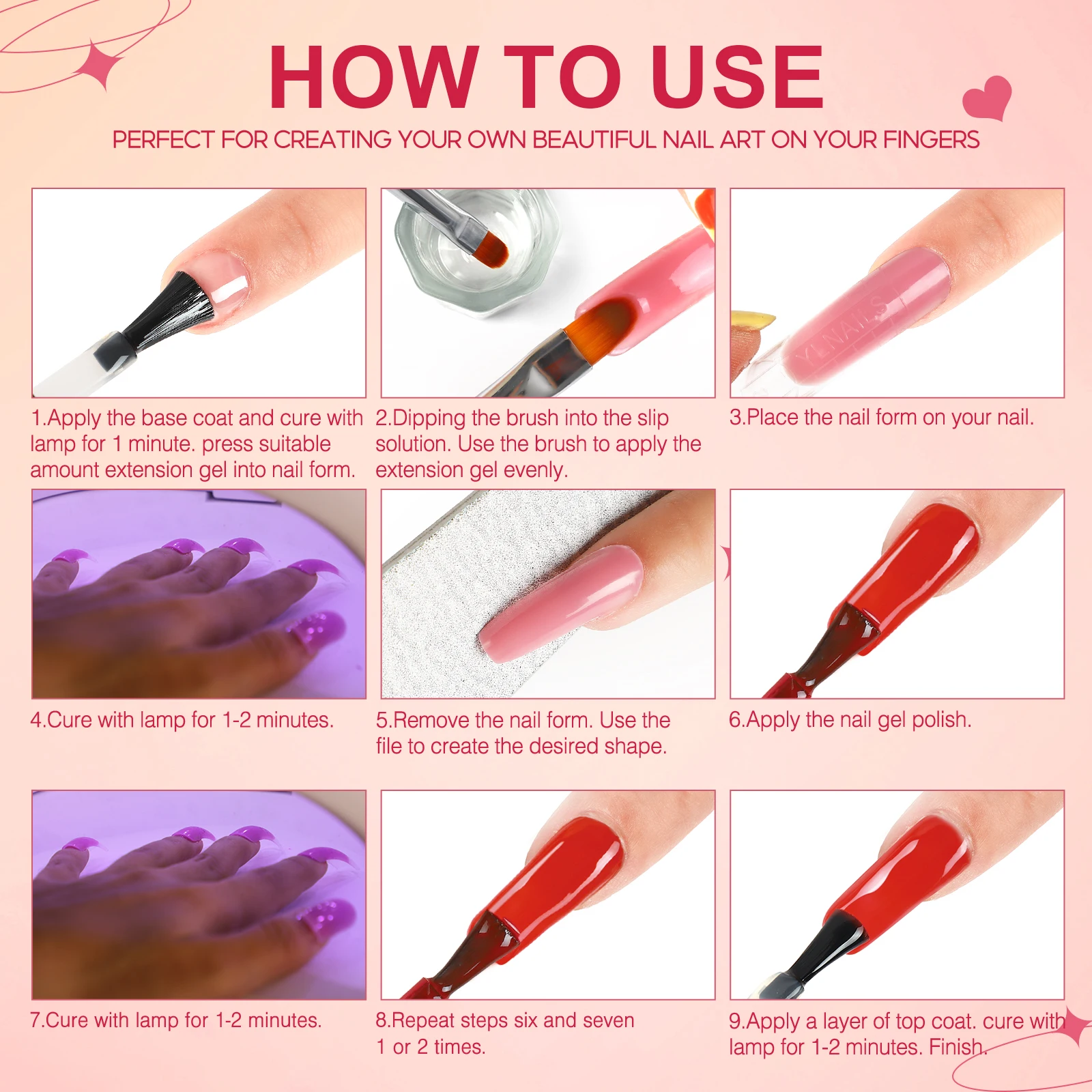 COSCELIA Manicure Set Nail Polish Set 4 Colors Gel Nail Polish with Nail Dryer Lamp Top Base Coat Tools for Nail Art 6