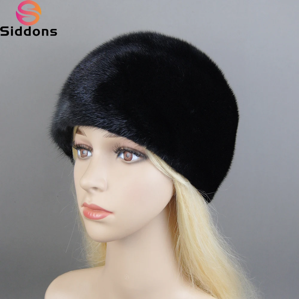 

2024 Hot Sale Imported Full Fur Mink Fur Hat Women's Winter Authentic Fur Cap New Elegant Fashion Style Female Warm Earmuffs